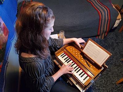 Kathleen Karlsen Playing Mantras in Studio