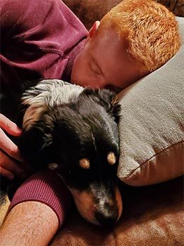 My Son and Dog Resting