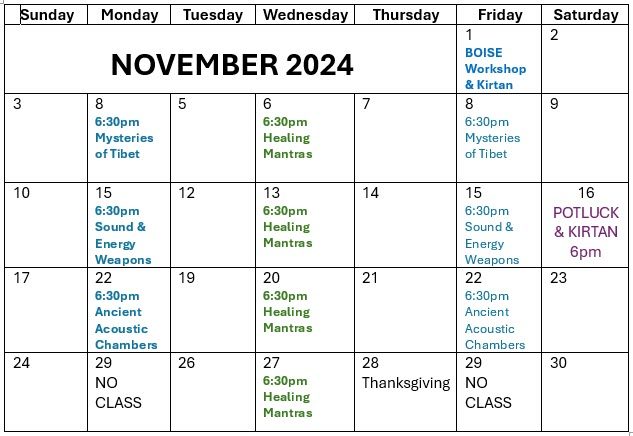 November Calendar